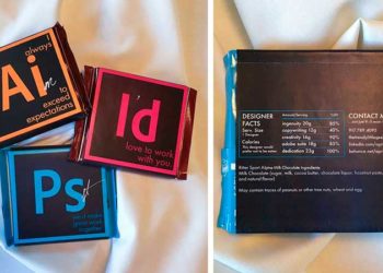 Diseñadora hace barras de chocolate para entrevistas de trabajo y clientes