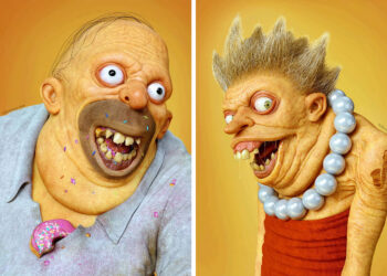 Inquietante versión de la familia Simpsons en 3D