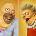 Inquietante versión de la familia Simpsons en 3D